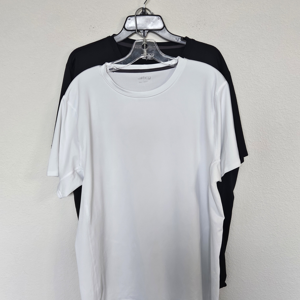 2 BCG Mens  Athletic Stretch T- Shirts 1 Black 1 White Size 2x